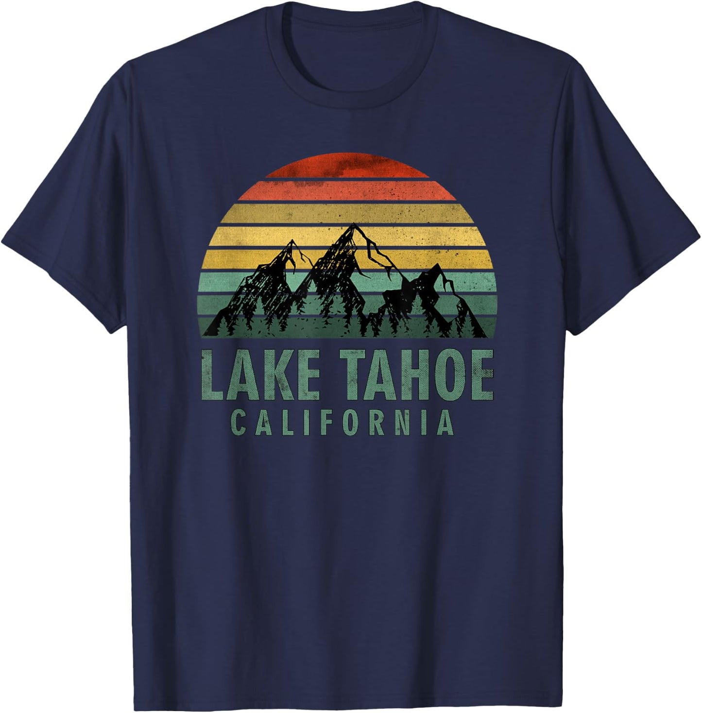 Lake Tahoe California Vintage Mountains Hiking Camping T-Shirt - T-Shirt | Navy