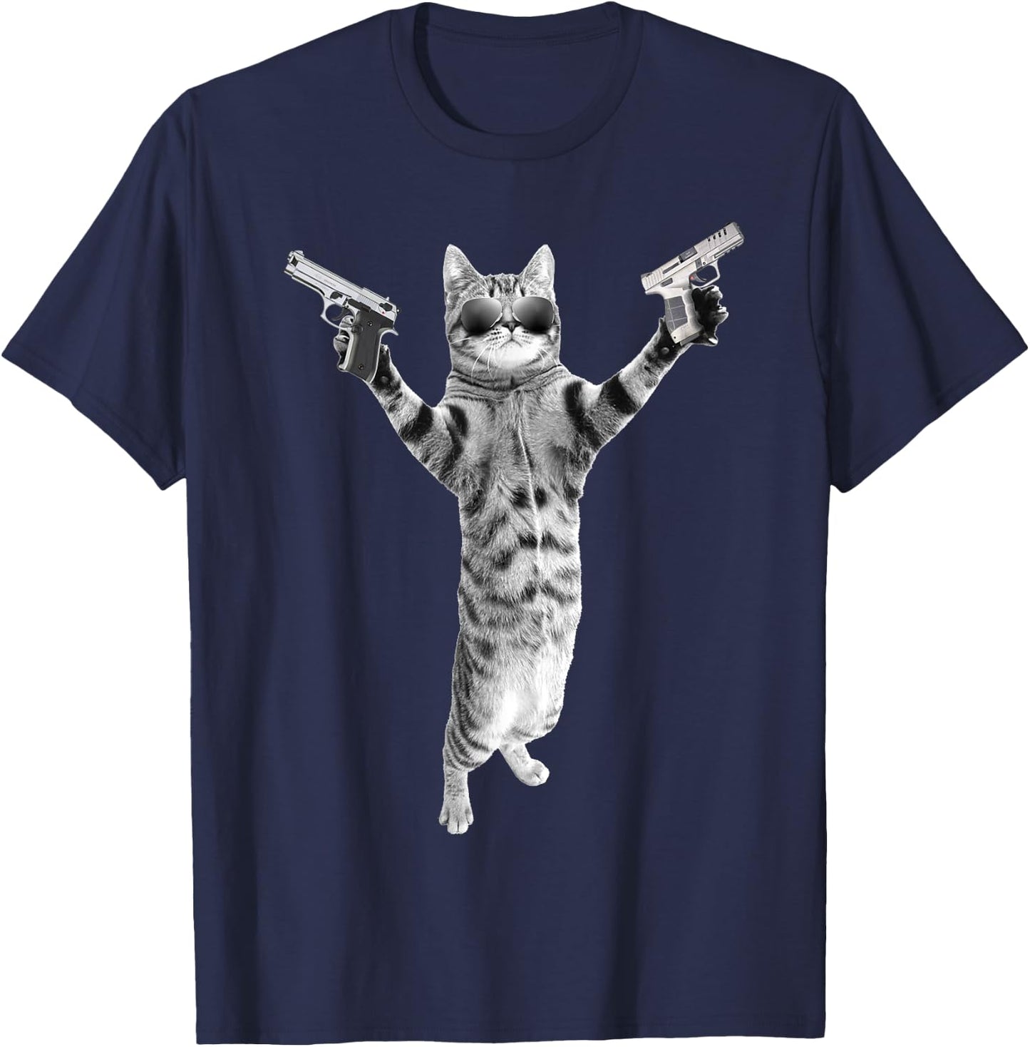 Kitty Cat With Gun-Birthday and Halloween Cat Costume Men Women T-Shirt - T-Shirt | Navy