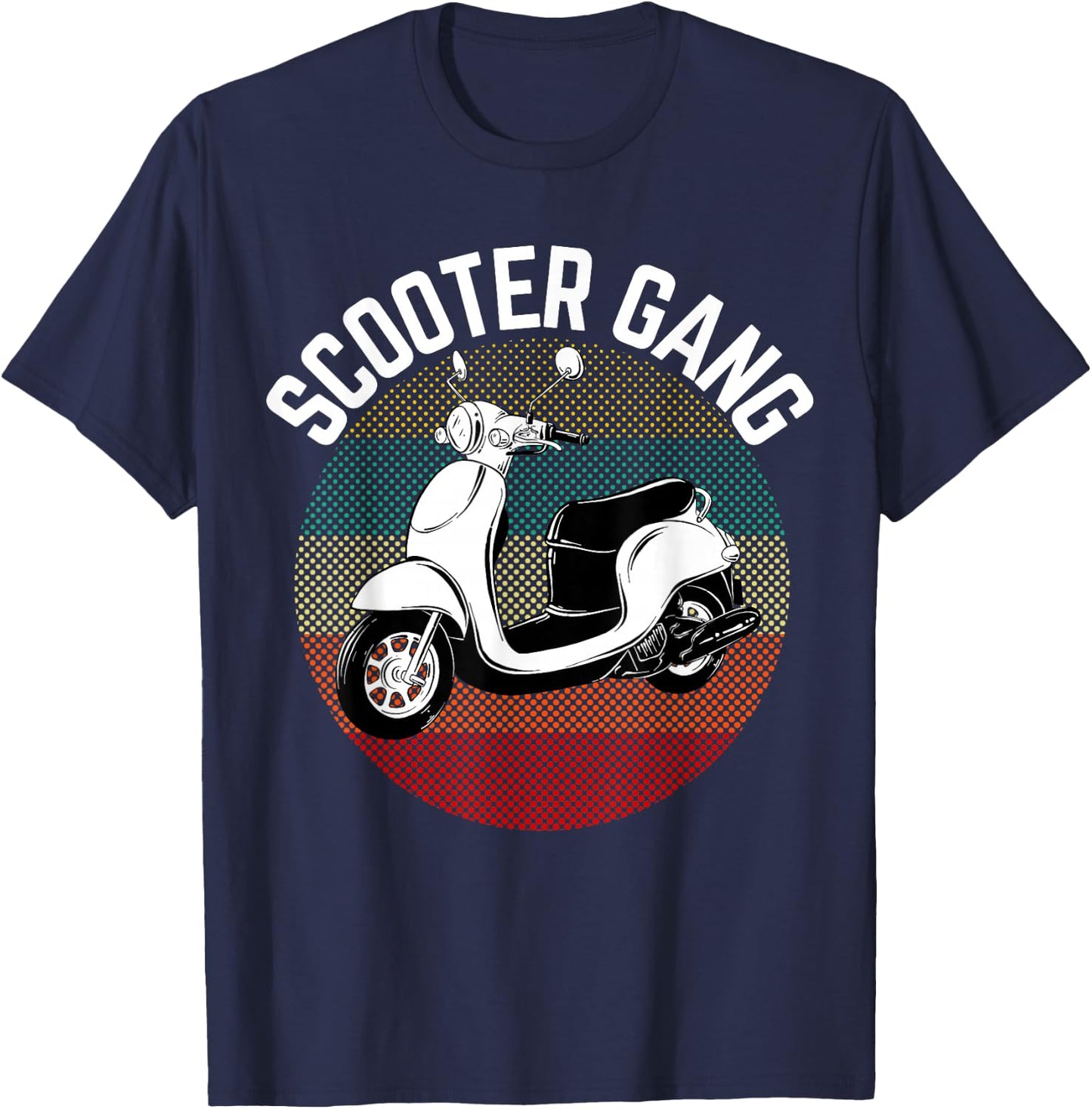 Scooter Gang Retro Vintage Moped Motorcycle Gear 2 Wheeler T-Shirt - T-Shirt | Navy
