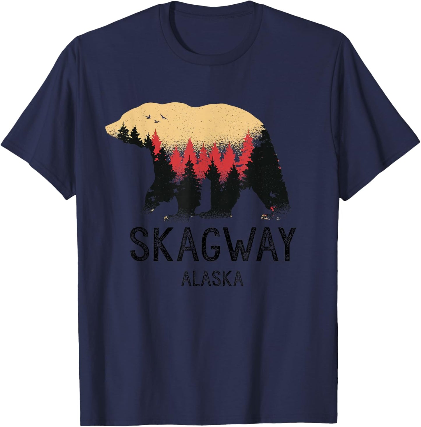 Skagway Alaska Vintage Grizzly Bear Nature Souvenir Gift T-Shirt - T-Shirt | Navy