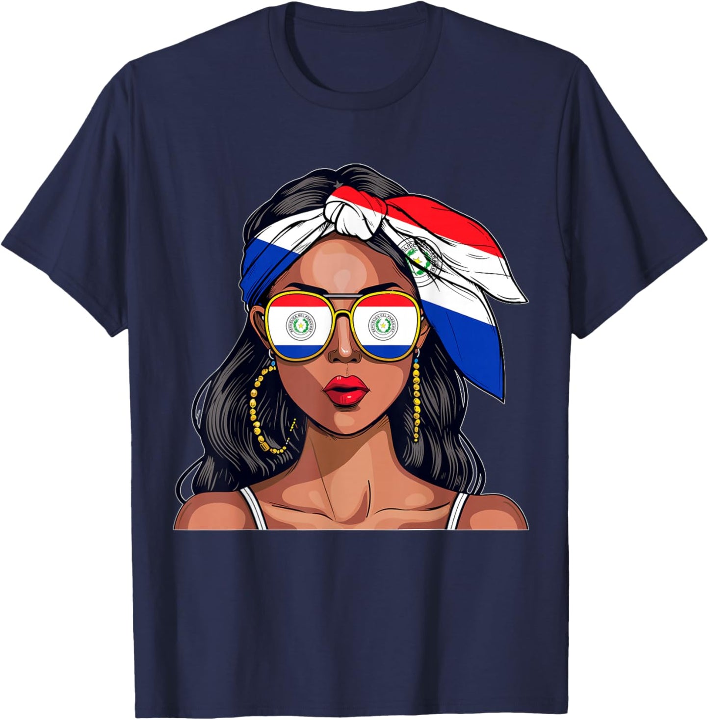 Paraguayan Souvenirs Products Woman Flag Uniform Paraguay T-Shirt - T-Shirt | Navy