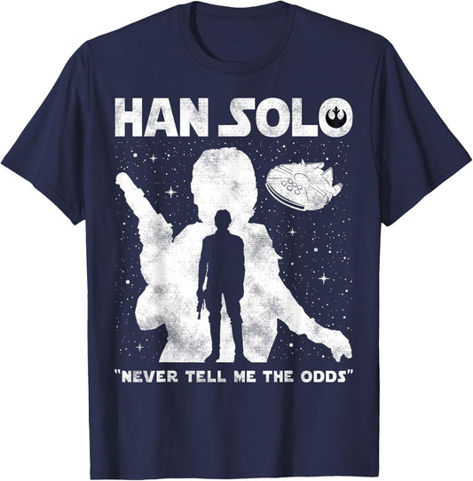 Star Wars Han Solo Never Tell Me The Odds Silhouette T-Shirt - T-Shirt | Navy