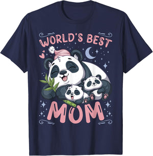 Best Mom Panda Bear with Puppys Mother's Day T-Shirt - T-Shirt | Navy