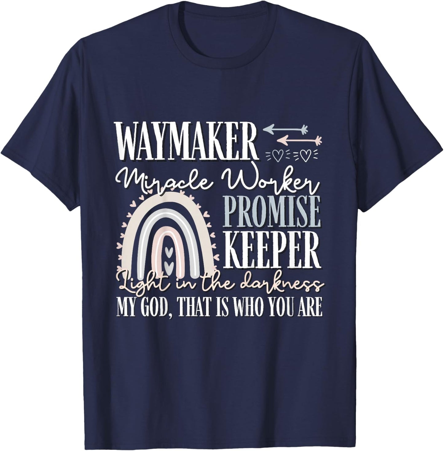 Kids Waymaker Miracle Worker Rainbow, Christian T-Shirt - T-Shirt | Navy