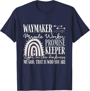 Kids Waymaker Miracle Worker Rainbow, Christian T-Shirt - T-Shirt | Navy
