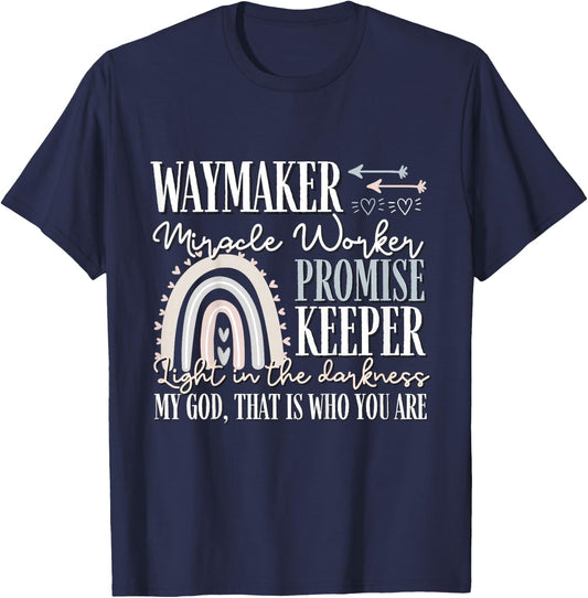 Kids Waymaker Miracle Worker Rainbow, Christian T-Shirt - T-Shirt | Navy