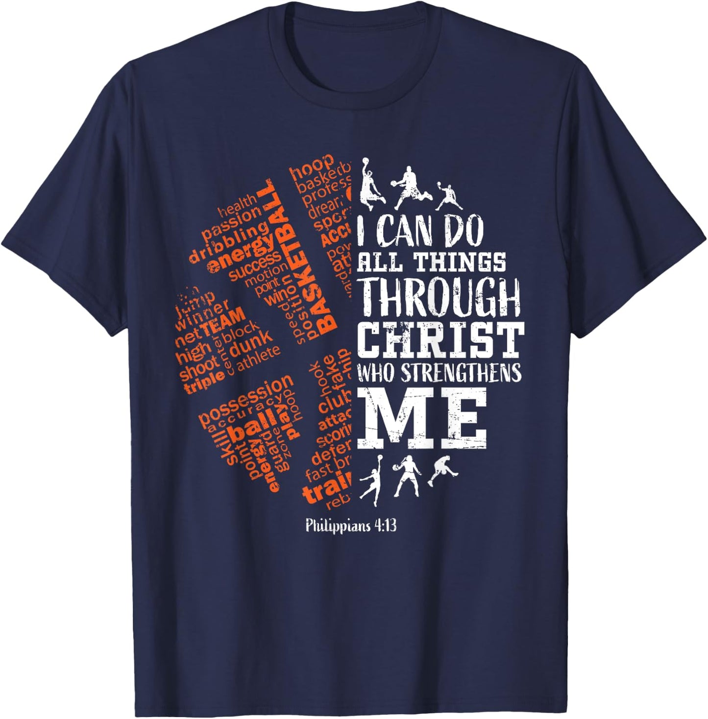 Christian Basketball Bible Verses Men Women Gifts T-Shirt - T-Shirt | Navy