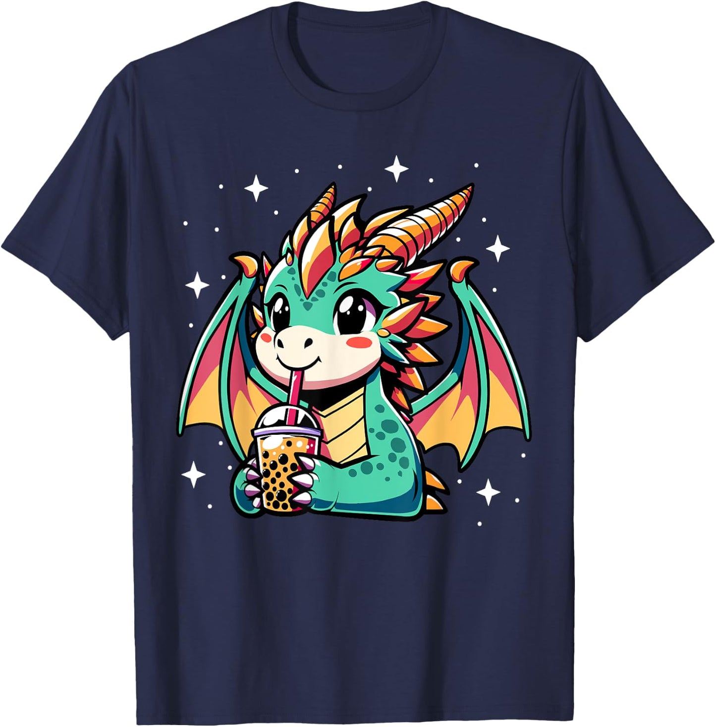 Dragon Drinking Boba Tea Bubble Tea Kawaii Anime Lover Kids T-Shirt - T-Shirt | Navy