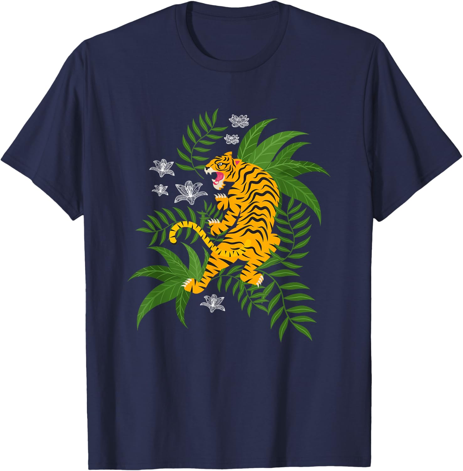 Tiger Stripes Wild Cat Tiger T-Shirt - T-Shirt | Navy