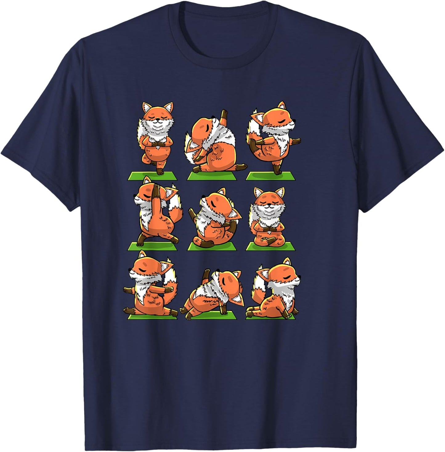 Yoga Foxes Pose Funny Meditation Exercise Animal Lover Gift T-Shirt - T-Shirt | Navy