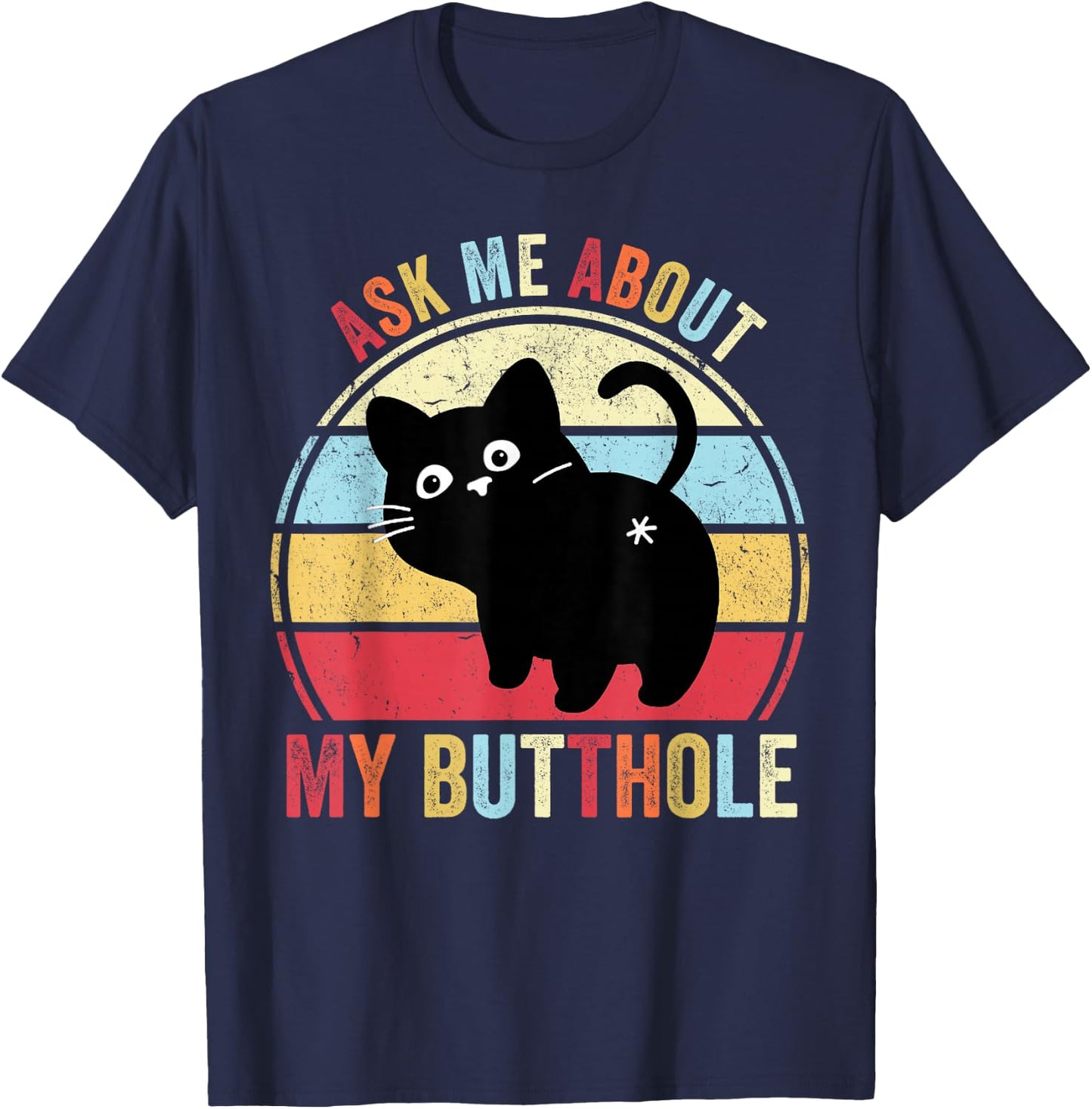 Meowlicious Black Cat - , Adult, Cat Lovers, Small, , Short Sleeve T-Shirt - T-Shirt | Navy