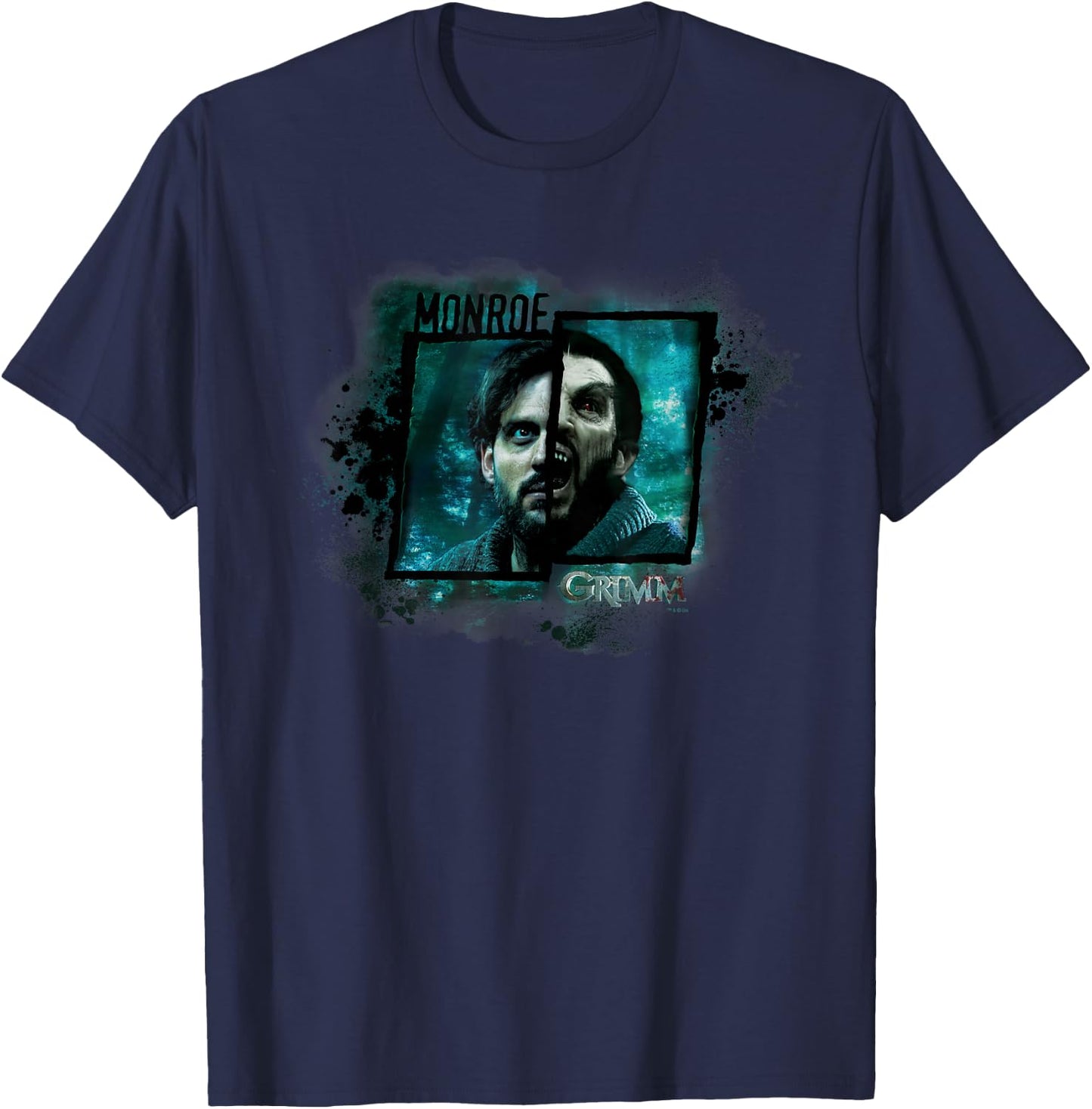 NBC Grimm Monroe Wesen - Black, -Adults, Small, , Short Sleeve, Modern, Casual, Movie, Halloween, Christmas T-Shirt - T-Shirt | Navy