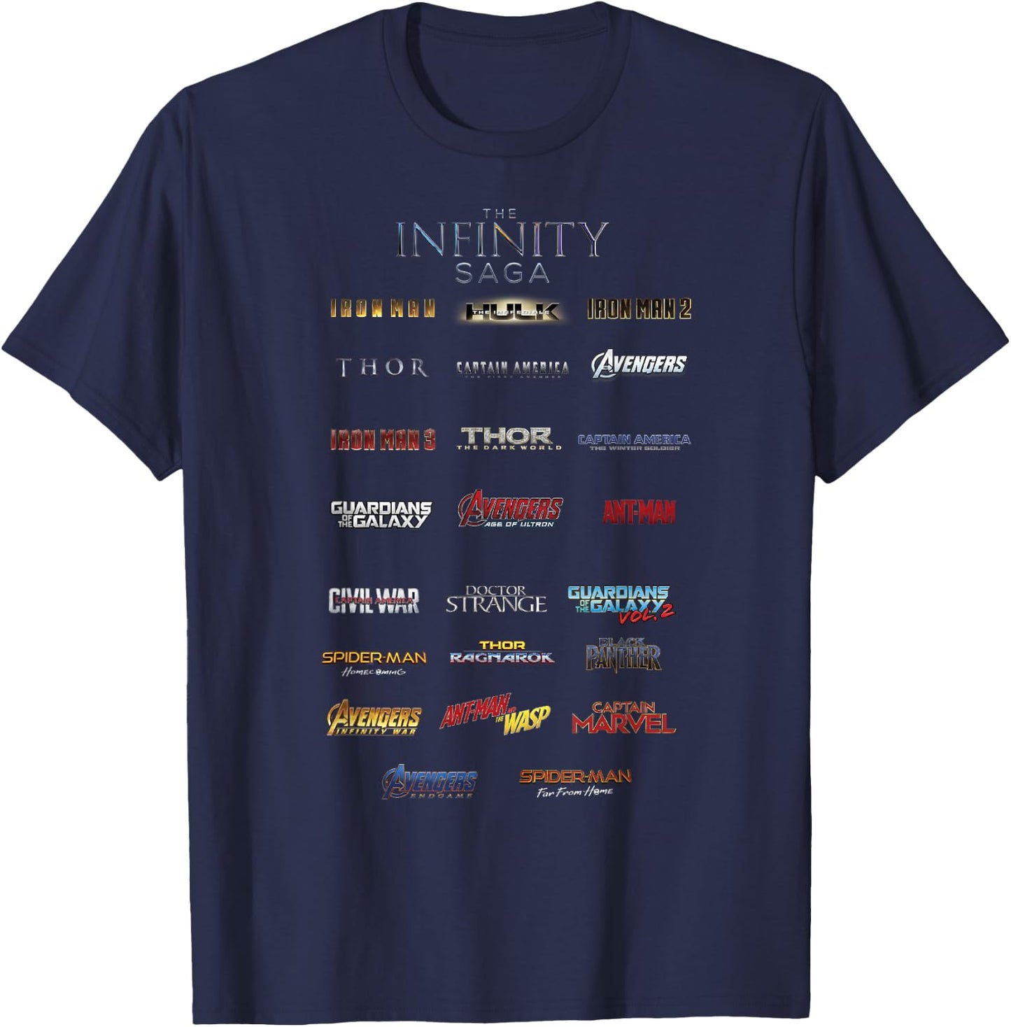 Marvel The Infinity Saga Film Logo Stack T-Shirt - T-Shirt | Navy