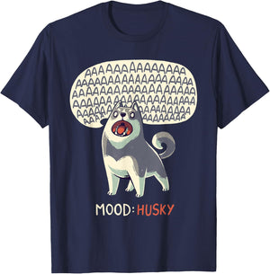 Mood: Husky - Funny Siberian Dog Howling Men Women Kids T-Shirt - T-Shirt | Navy