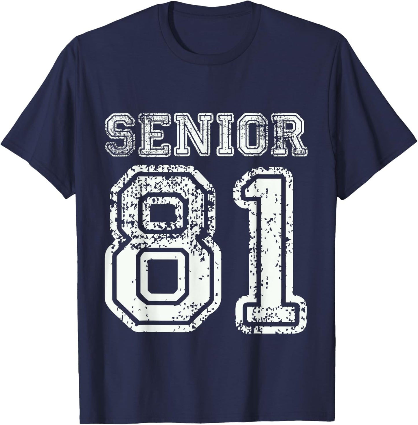 Senior 81 Class of 1981 Retro College High School Graduation T-Shirt - T-Shirt | Navy