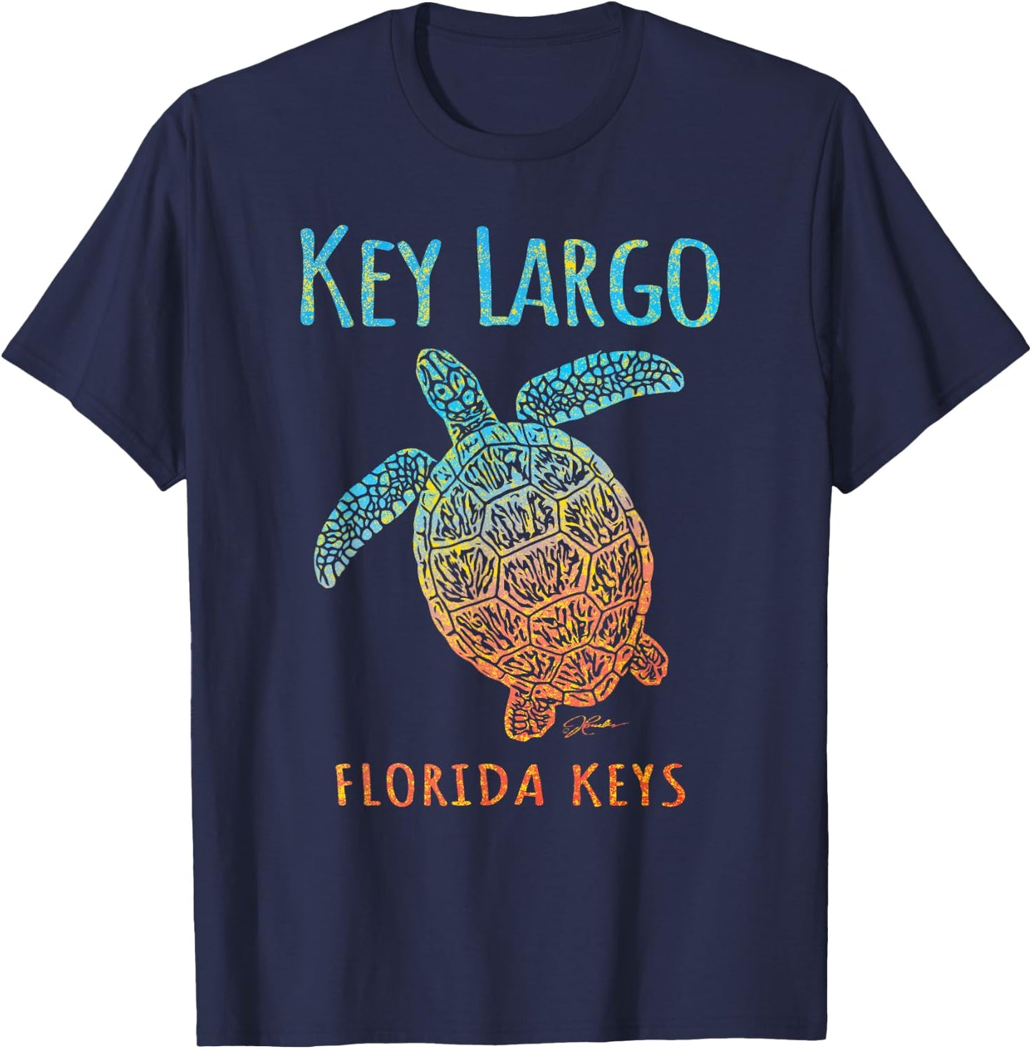 JCombs: Key Largo, FL, Sea Turtle, Beach T-Shirt - T-Shirt | Navy