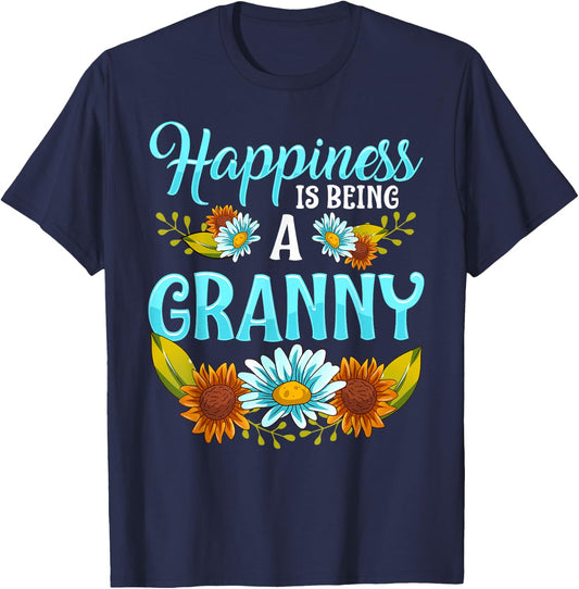 Happiness Is Being A Granny Cute Floral Mothers Day Gifts T-Shirt - T-Shirt | Navy