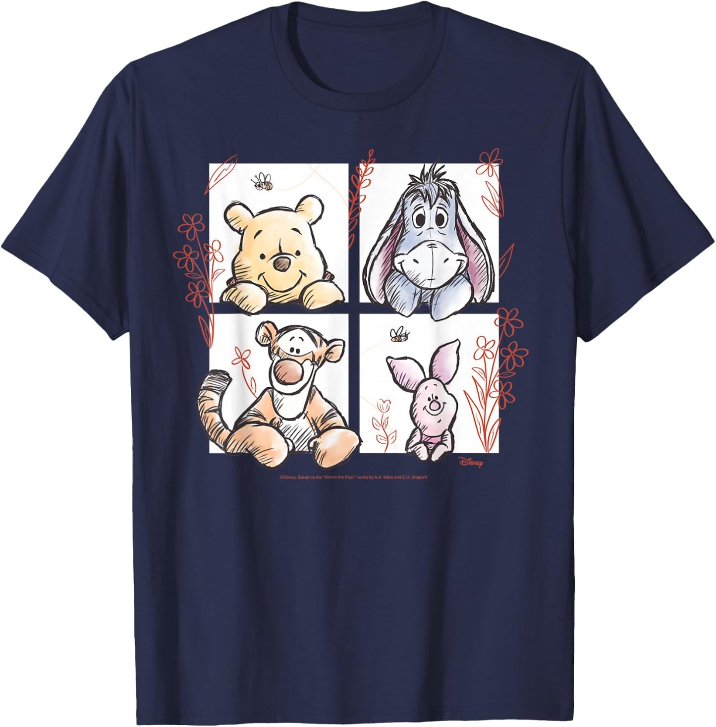 Winnie the Pooh - Pooh Eeyore Tigger And Piglet T-Shirt - T-Shirt | Navy