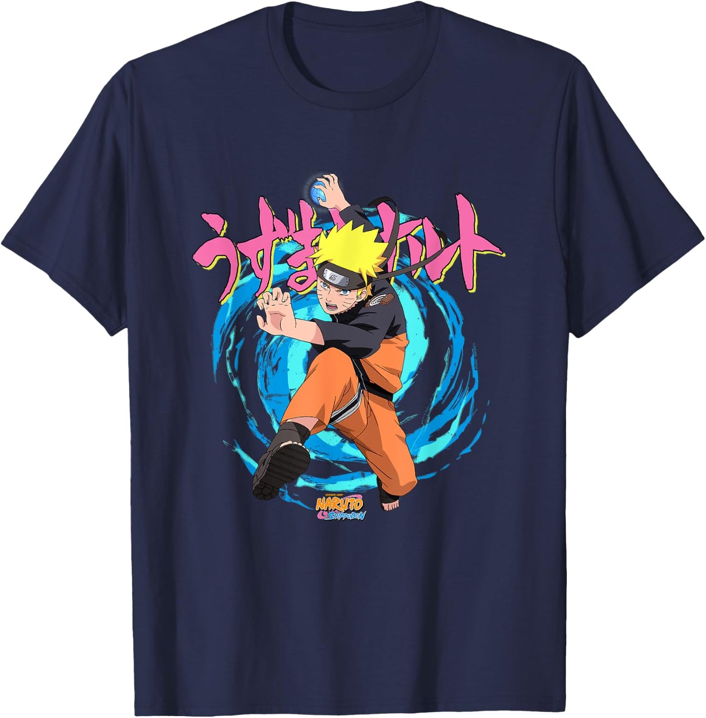Naruto Shippuden Rasengan Jutsu Swirls Anime T-Shirt - T-Shirt | Navy