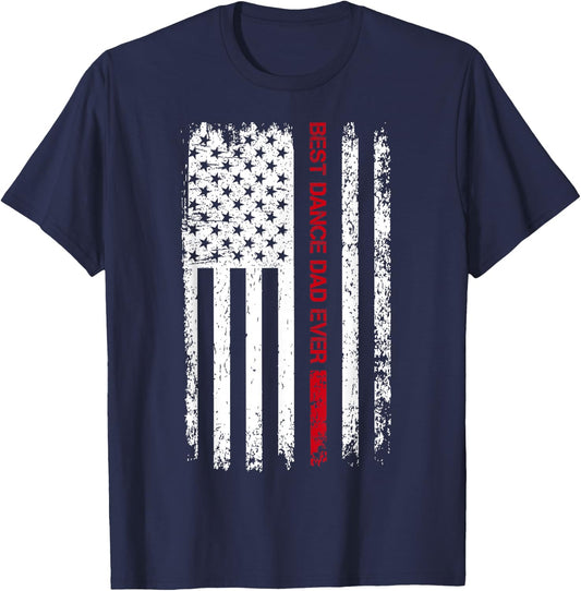 Best Dance Dad Ever American Flag Dancer Dad Fathers Day Men T-Shirt - T-Shirt | Navy
