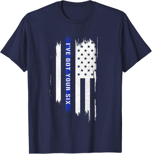 I've got your six ft. american flag and thin blue line Men T-Shirt - T-Shirt | Navy