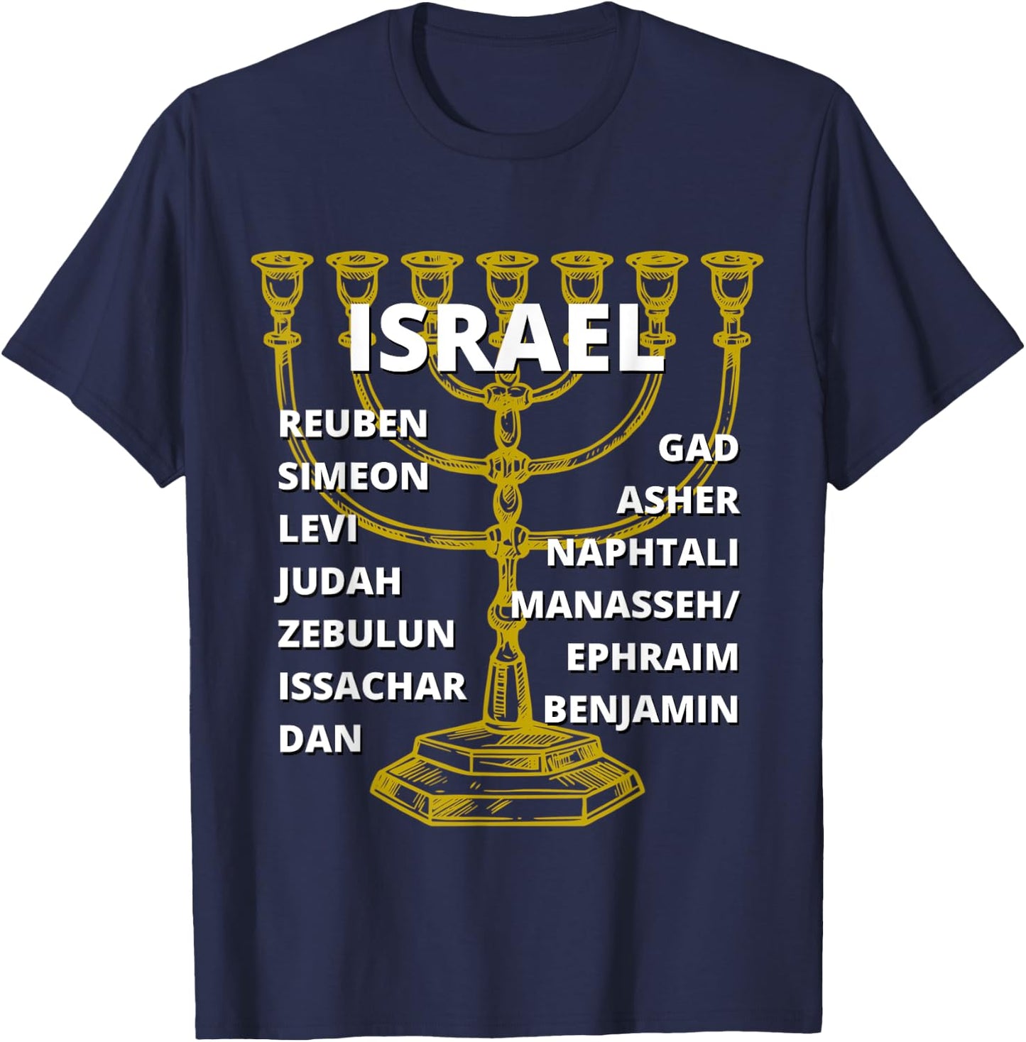 Tribes of Israel Menorah T-Shirt - T-Shirt | Navy