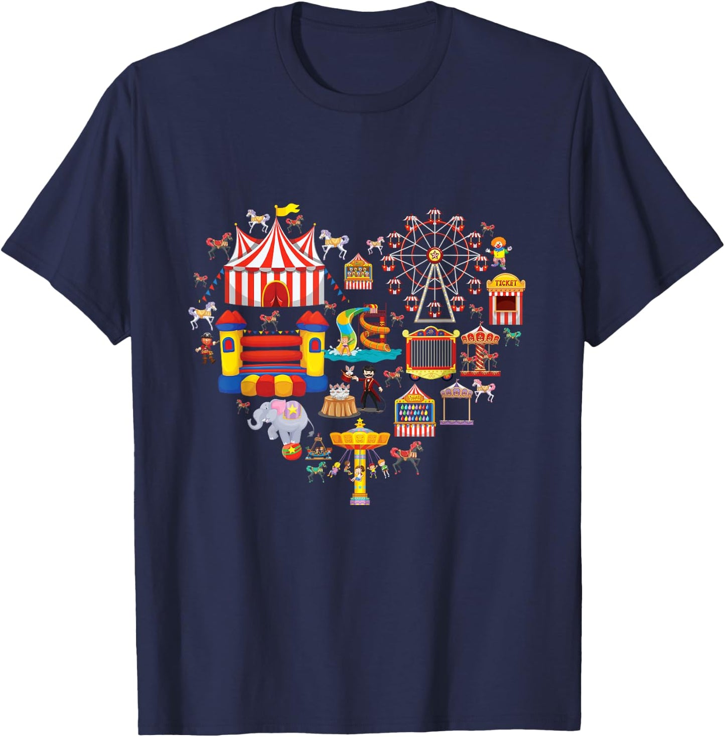 Circus Love Heart Ringmaster Party Circus Men Women Kids boy Small T-Shirt - T-Shirt | Navy