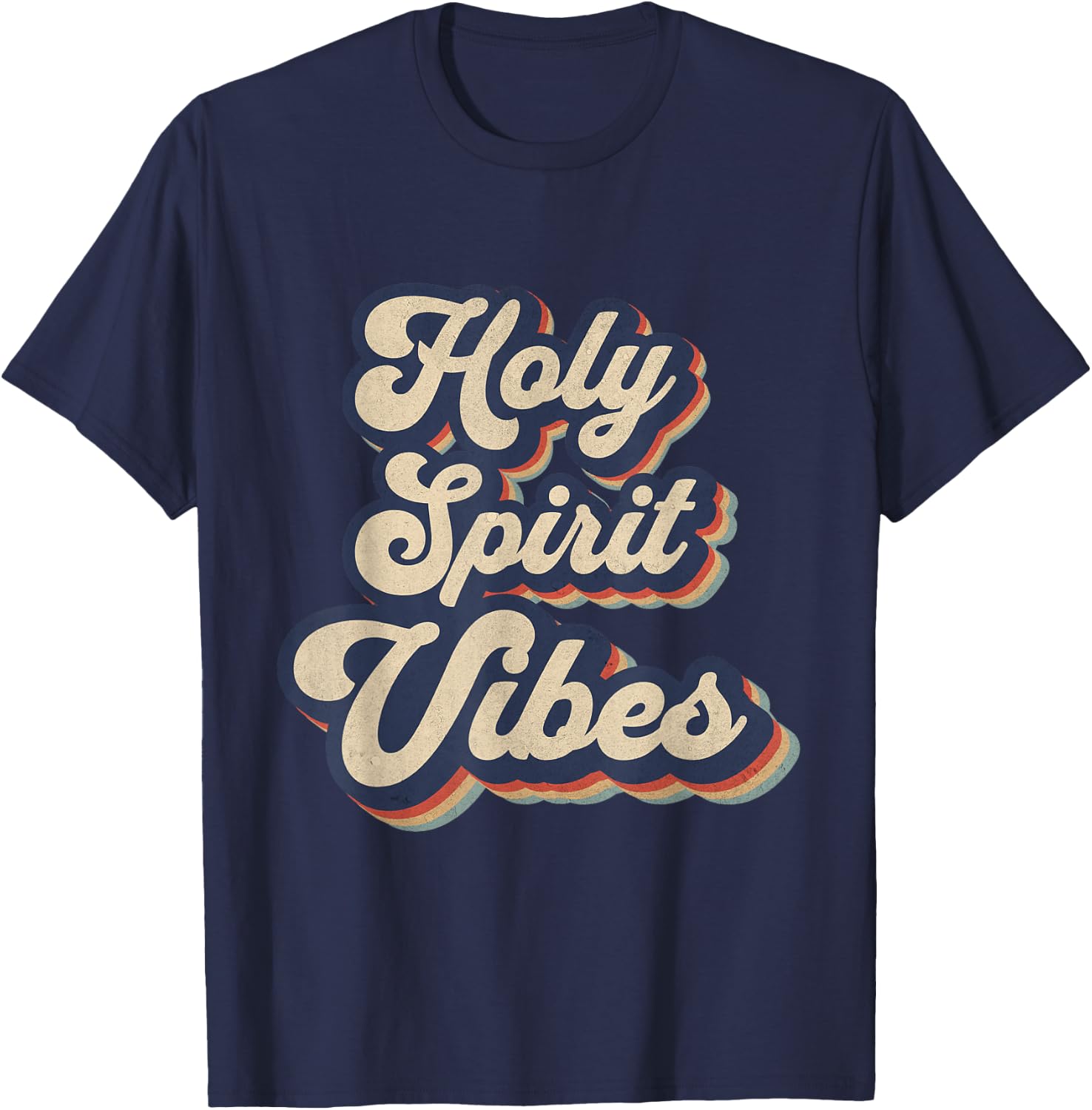 Holy Spirit Vibes Retro Religious Christian Design T-Shirt - T-Shirt | Navy