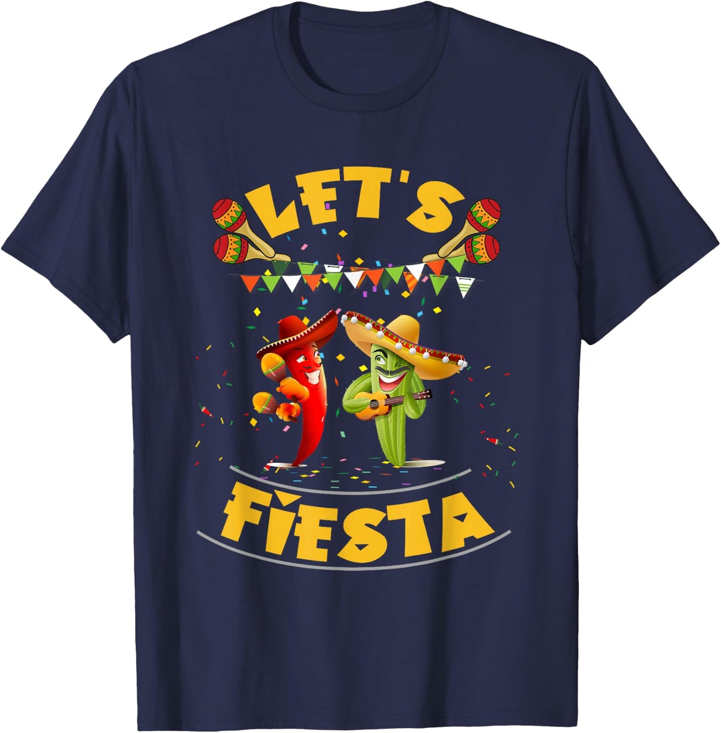 Funny Let's Fiesta Cinco De Mayo Men Women Kids Party Day T-Shirt - T-Shirt | Navy