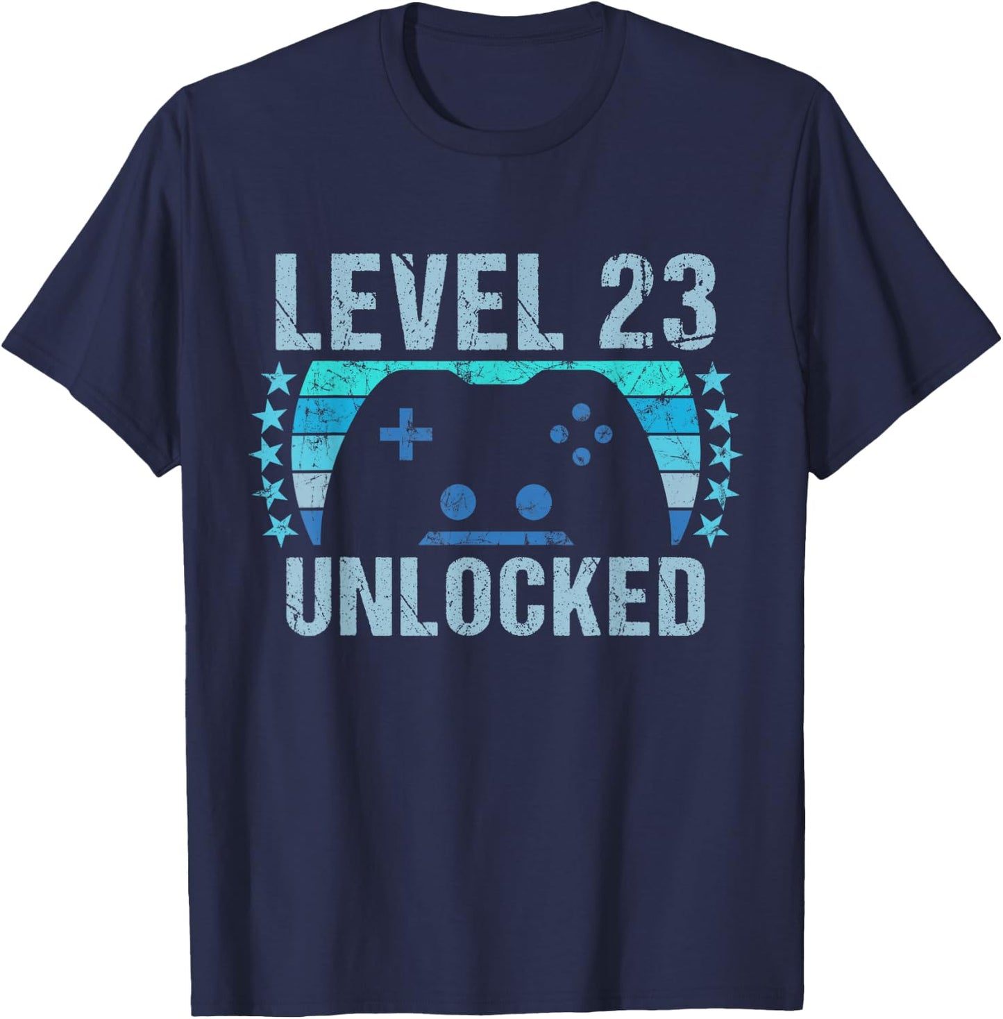 Gaming Vintage 23rd Birthday Gift 23 Year Old Boy Girl Gamer T-Shirt - T-Shirt | Navy