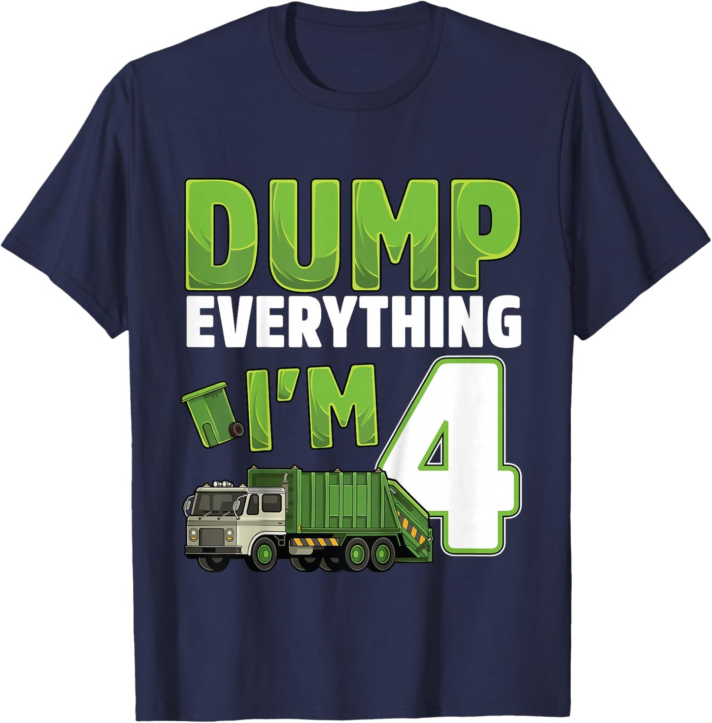 Kids Recycling Trash 4 Year Old Garbage Truck 4th Birthday Boy T-Shirt - T-Shirt | Navy