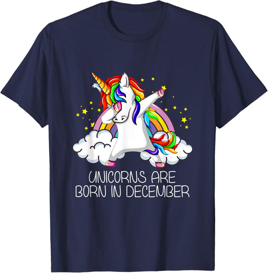 Dabbing Unicorn Girl Party Gift Unicorns Born in December T-Shirt - T-Shirt | Navy