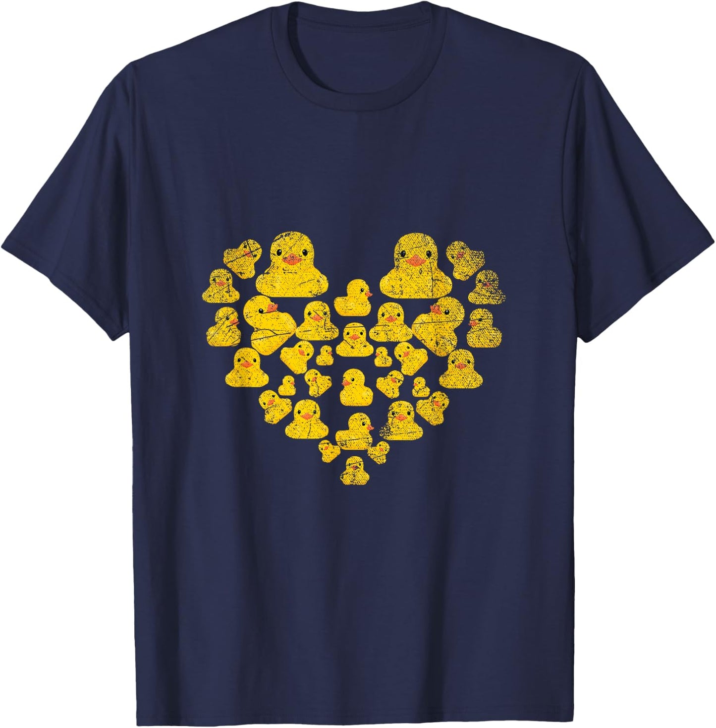 Cute Animal Lover Gift Heart Yellow Duck T-Shirt - T-Shirt | Navy