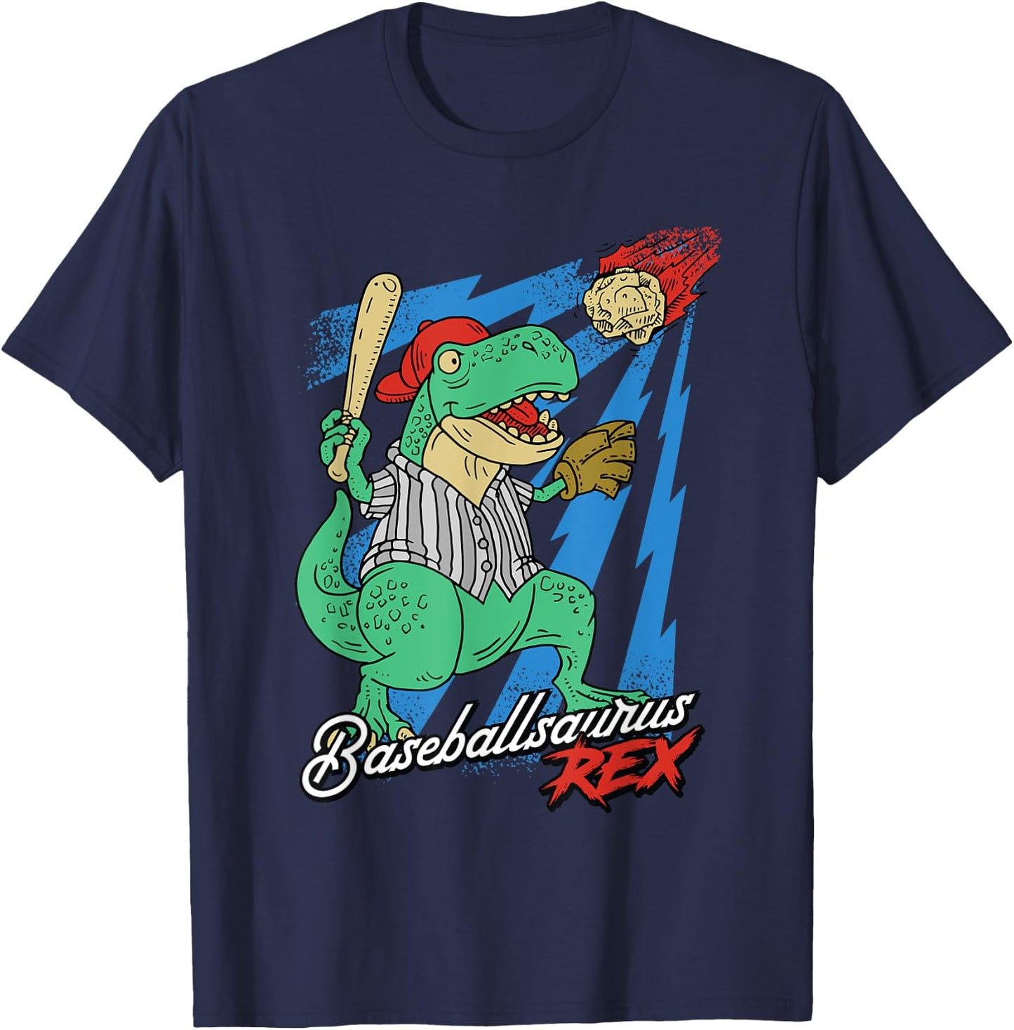 Baseballsaurus T-Rex Dinosaur Baseball Player Dino Sports T-Shirt - T-Shirt | Navy