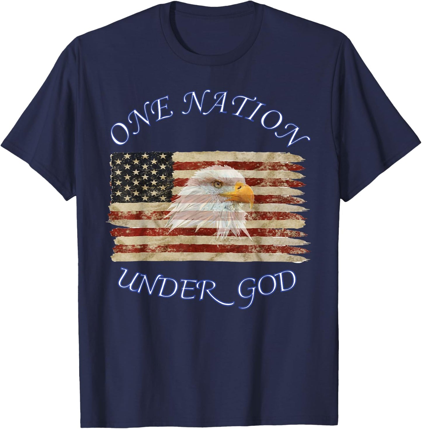 One Nation Under God Flag Christian T-Shirt - T-Shirt | Navy