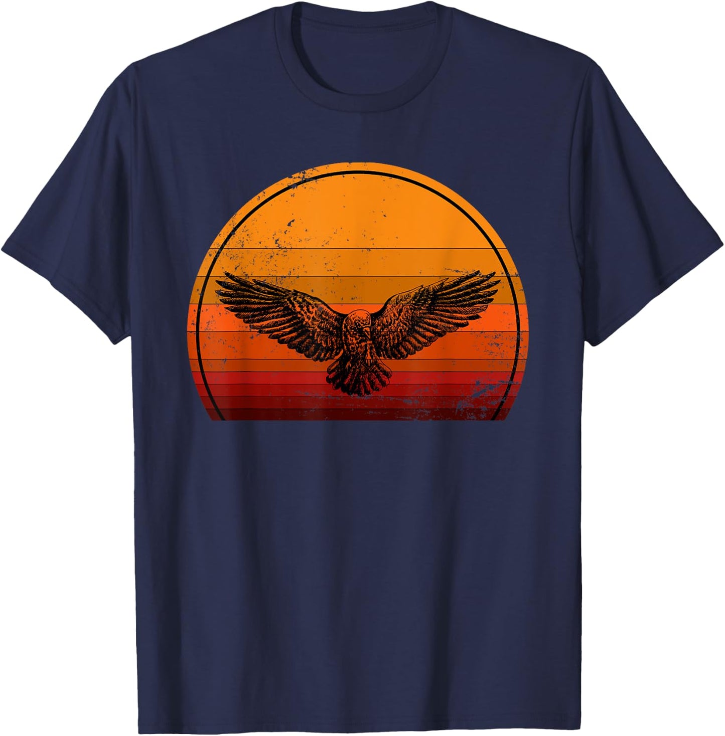 Scary Bird Raven Retro Gift Spooky Crow T-Shirt - T-Shirt | Navy