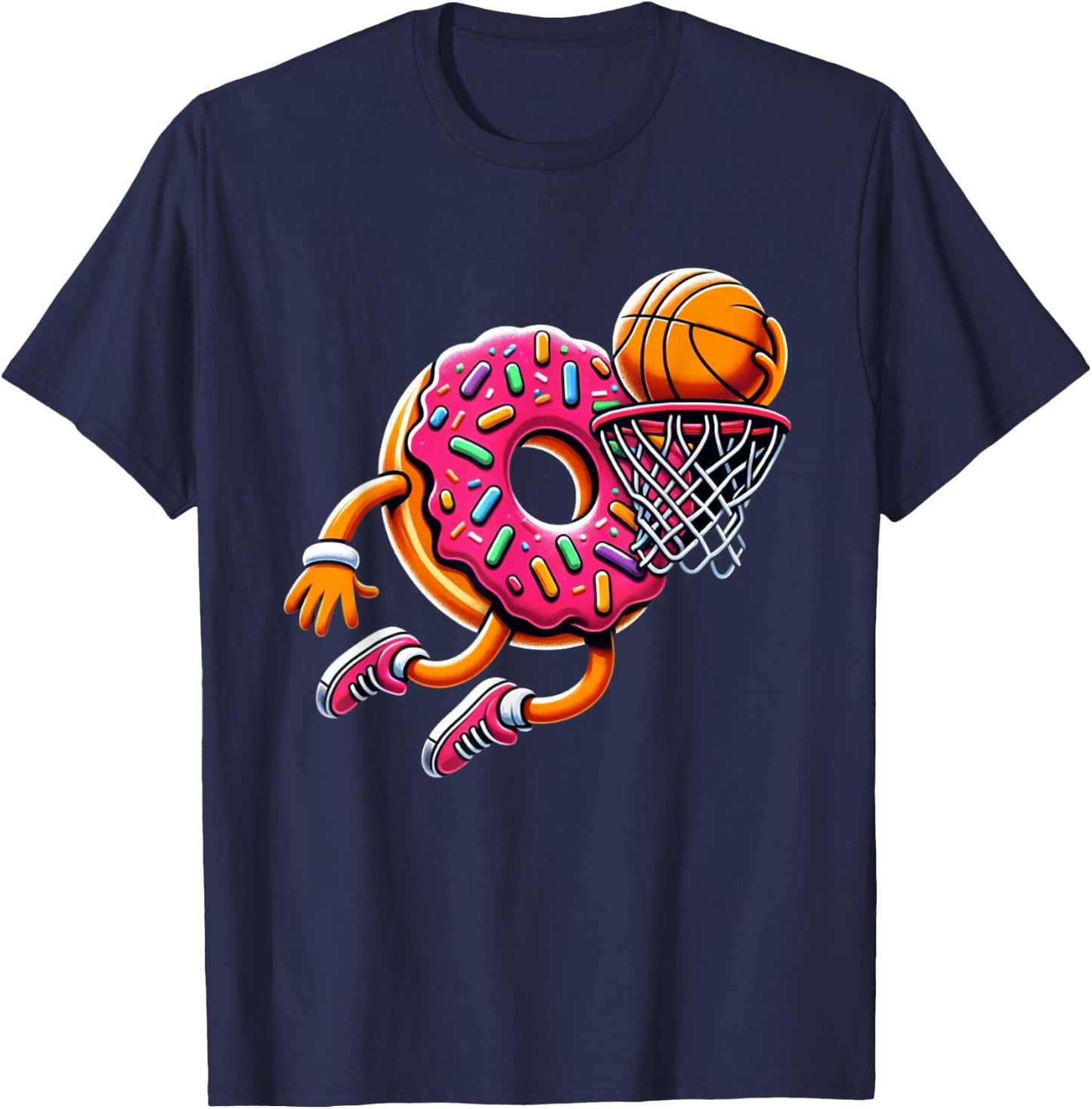 Funny Donut Dunking Basketball Food Champ Sports Donut T-Shirt - T-Shirt | Navy