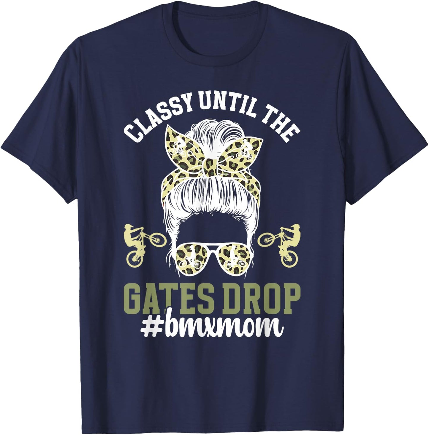 Funny BMX Mom On Mother's Day Women's Black Cotton Polyester BMX Mom , Small, , Short Sleeve T-Shirt - T-Shirt | Navy