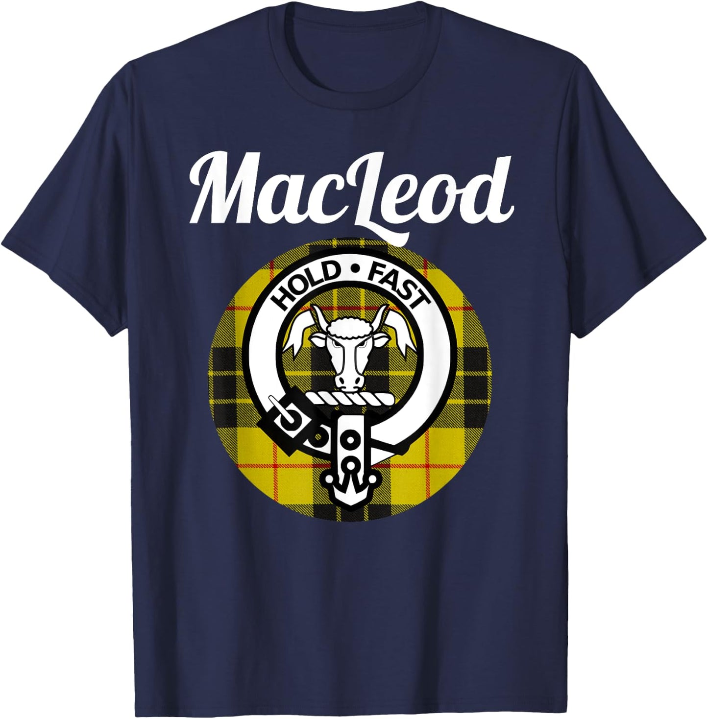 MacLeod Clan Scottish Name Coat Of Arms Tartan T-Shirt - T-Shirt | Navy