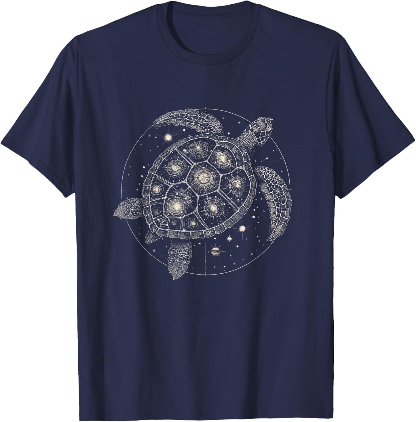 Celestial Sea Turtle Graphic Art Design T-Shirt - T-Shirt | Navy