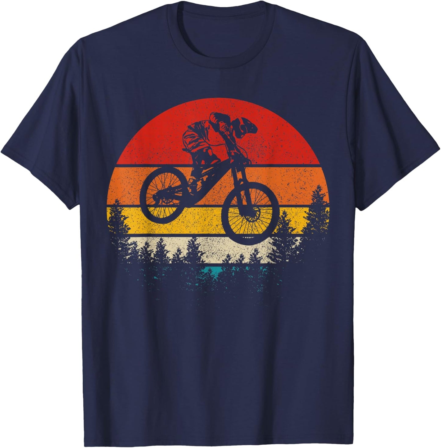 Mountain Bike Downhill Vintage MTB Mountain Biker Gift T-Shirt - T-Shirt | Navy