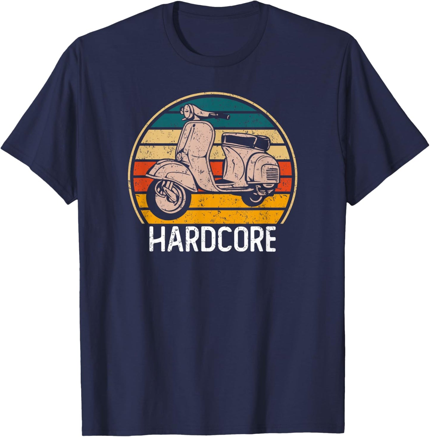 Hardcore Moped Life Funny Scooter Driver Retro Bike Gift T-Shirt - T-Shirt | Navy