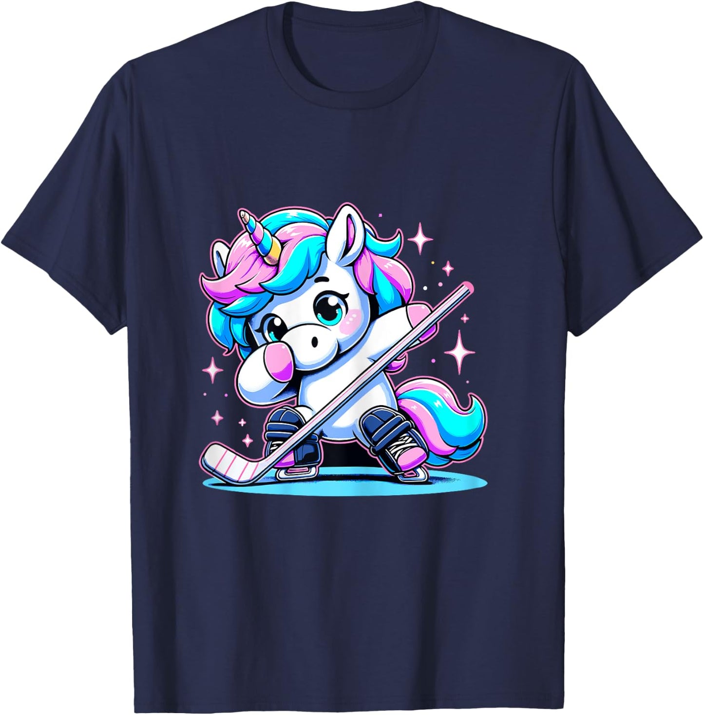 Ice Hockey Unicorn Kawaii Ice Hockey Sister Mom T-Shirt - T-Shirt | Navy
