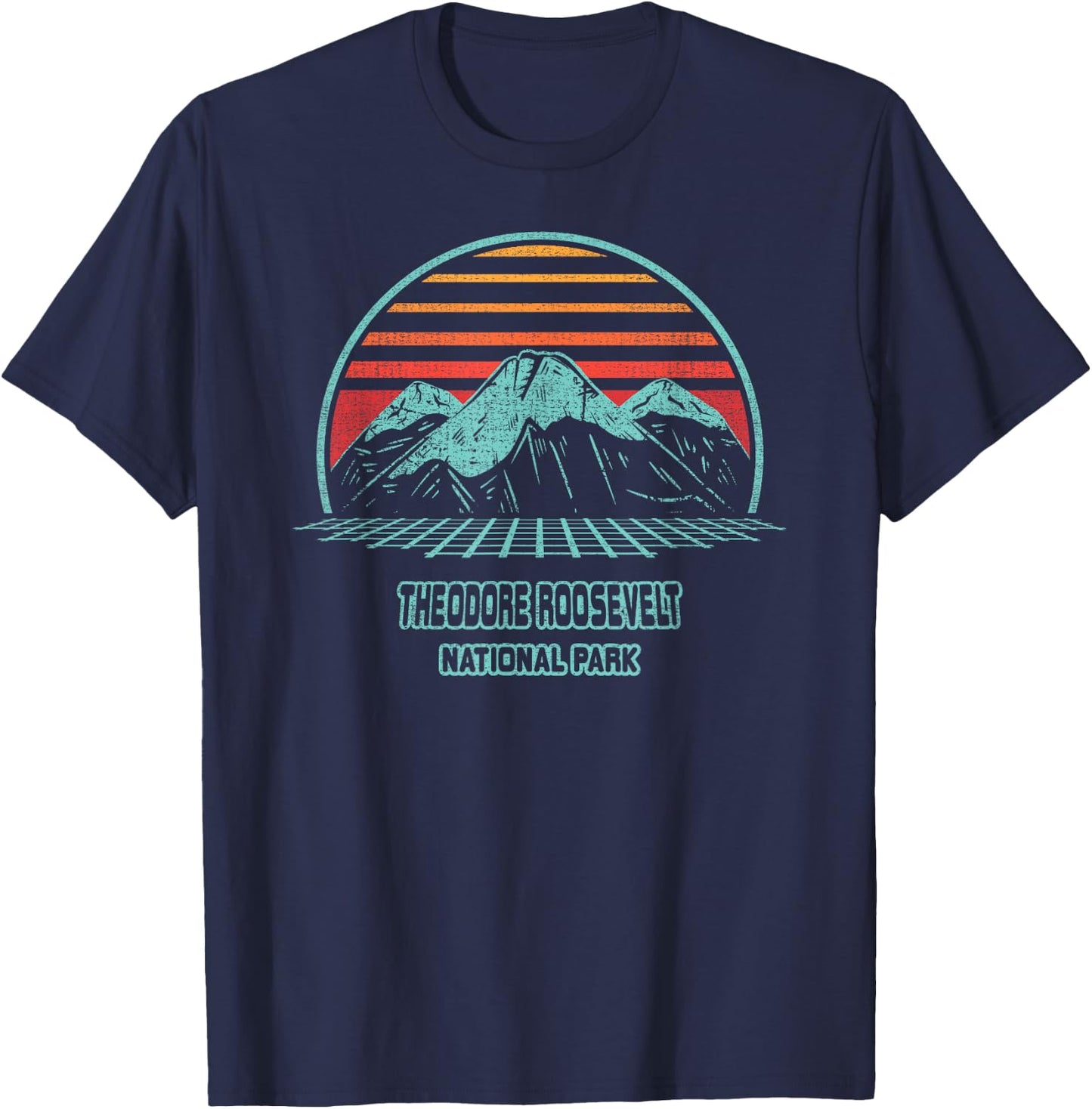 Theodore Roosevelt National Park Retro Hiking Vintage 80s T-Shirt - T-Shirt | Navy