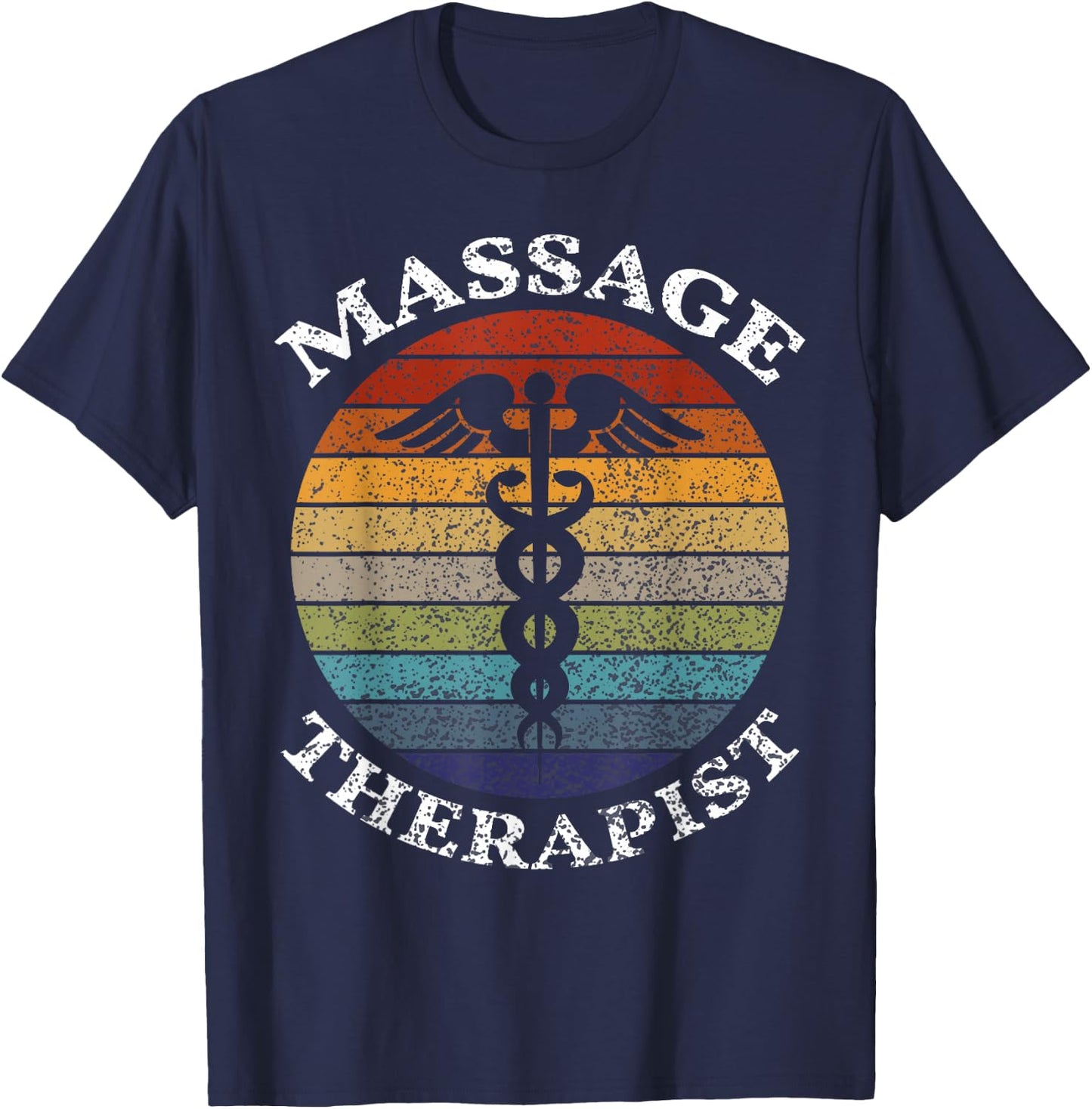 Massage Therapist Massage Therapy Vintage Sunset Women Men T-Shirt - T-Shirt | Navy