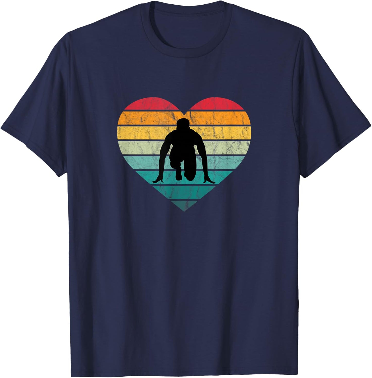 Sprinter in Start Block Sport Race I Love Athletics T-Shirt - T-Shirt | Navy