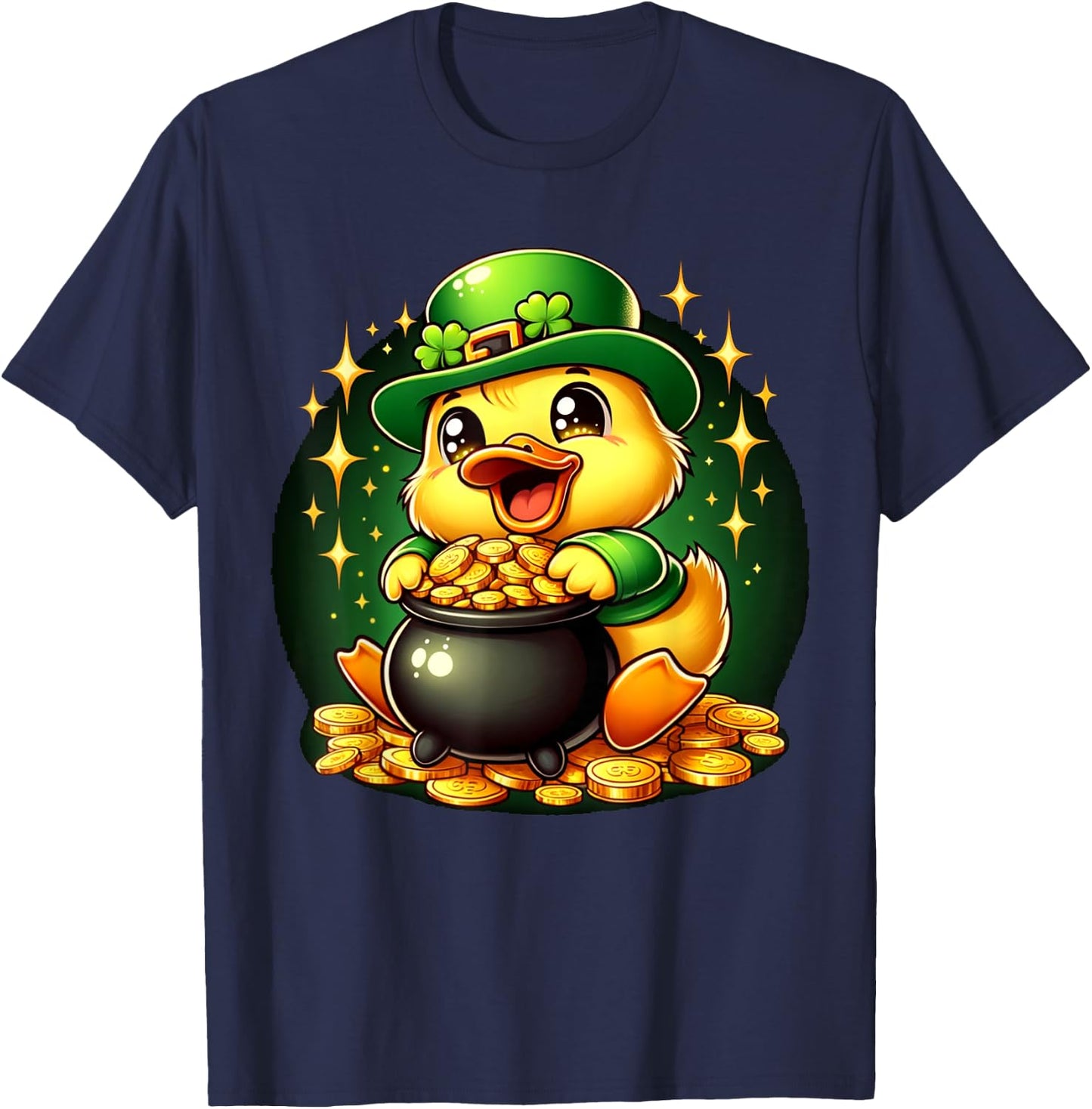 Duck Leprechaun Cute Funny Duck St. Patricks Day T-Shirt - T-Shirt | Navy