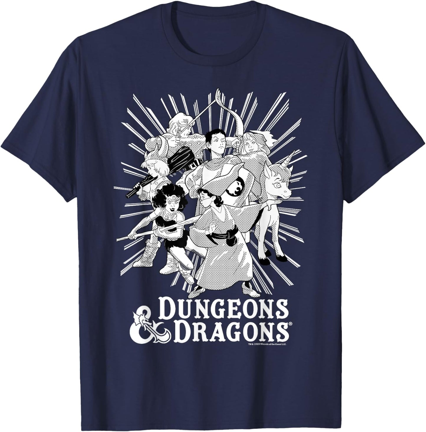 Dungeons & Dragons Group Shot Ray Portrait T-Shirt - T-Shirt | Navy