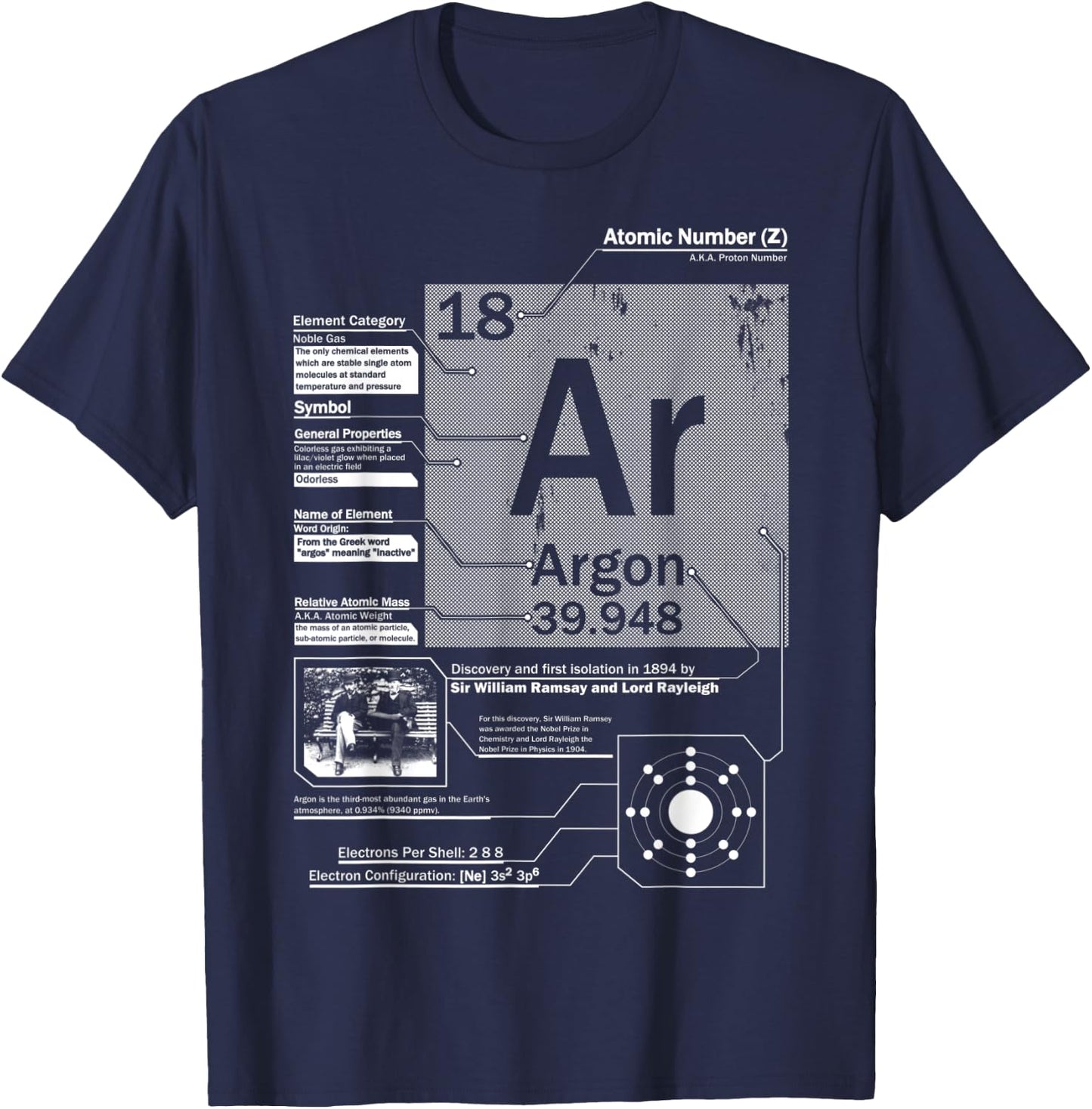 Argon (Ar) Element | Atomic Number 18 Science T-Shirt - T-Shirt | Navy