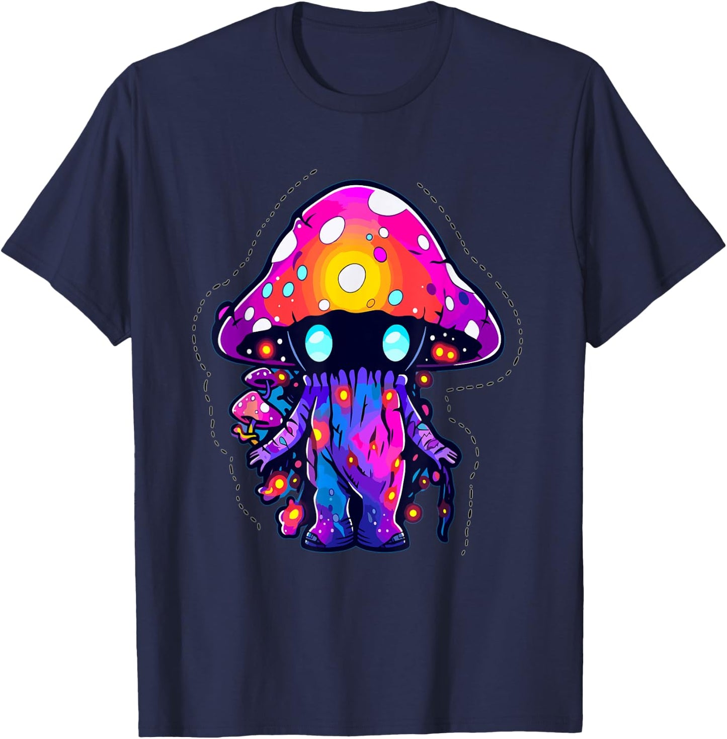 EDM Festival Trippy Art Mushroom Psychedelic Rave T-Shirt - T-Shirt | Navy